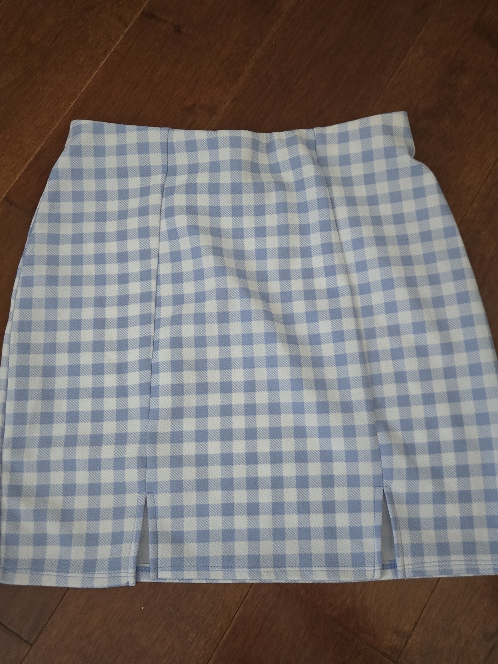 Derek Heart Light Blue and White Gingham Mini Skirt